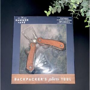Hammer + Axe Backpacker's Pliers Multi-Tool Wood Handle Camping EDC New In Box